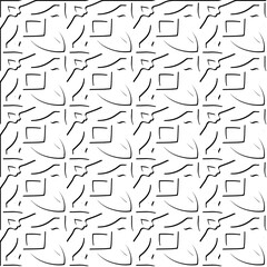  3d relief tiles.
Vector pattern with symmetrical elements . Modern stylish abstract texture. Repeating tiles from striped elements. Black and white pattern.