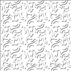  3d relief tiles.
Vector pattern with symmetrical elements . Modern stylish abstract texture. Repeating tiles from striped elements. Black and white pattern.