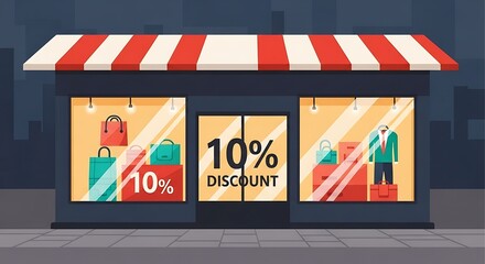 Storefront Displaying 10 Percent Off Discount on Merchandise