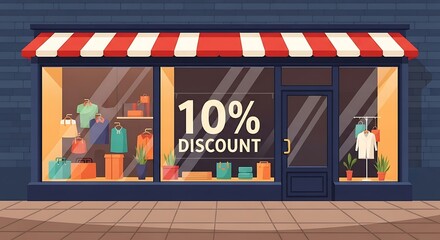 Storefront Displaying 10 Percent Discount on Merchandise