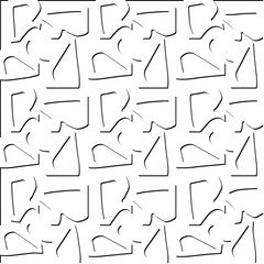  3d relief tiles.
Vector pattern with symmetrical elements . Modern stylish abstract texture. Repeating tiles from striped elements. Black and white pattern.