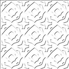  3d relief tiles.
Vector pattern with symmetrical elements . Modern stylish abstract texture. Repeating tiles from striped elements. Black and white pattern.