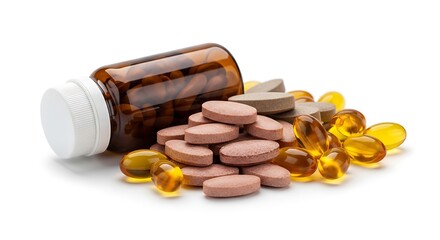 Supplements Spilling From Bottle Including Capsules and Tablets