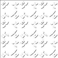  3d relief tiles.
Vector pattern with symmetrical elements . Modern stylish abstract texture. Repeating tiles from striped elements. Black and white pattern.