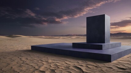 Minimal Desert Podium with Gradient Sky and Copy Space