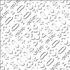  3d relief tiles.
Vector pattern with symmetrical elements . Modern stylish abstract texture. Repeating tiles from striped elements. Black and white pattern.