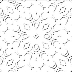  3d relief tiles.
Vector pattern with symmetrical elements . Modern stylish abstract texture. Repeating tiles from striped elements. Black and white pattern.