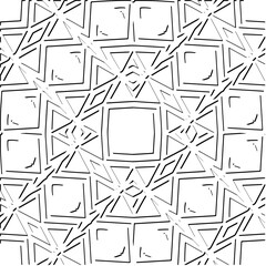 3d relief tiles.
Vector pattern with symmetrical elements . Modern stylish abstract texture. Repeating tiles from striped elements. Black and white pattern.