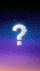 White Question Mark Against a Purple Blue Starry Night Sky