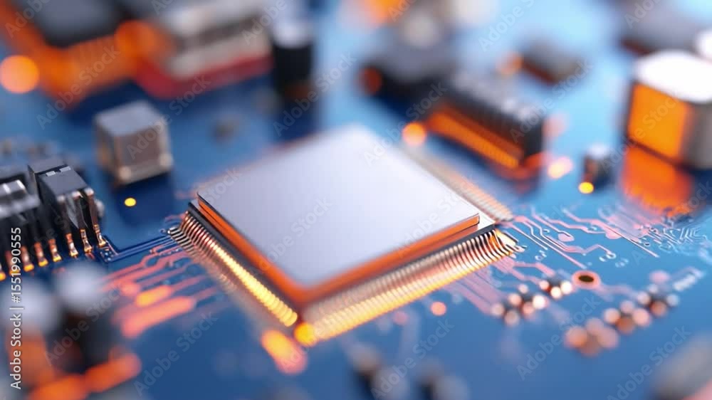 Aufkleber Digital Core and Circuits: An artistic representation of a computer processor central processing unit and circuit board, displaying technological innovation, computing power.