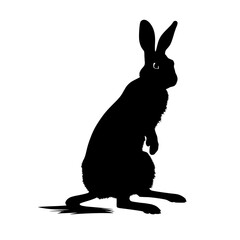 silhouette of a rabbit sitting on hind legs