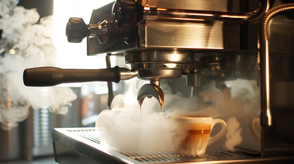 coffee maker pouring espresso