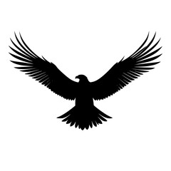 Obraz premium Silhouette of a flying eagle with wings fully spread
