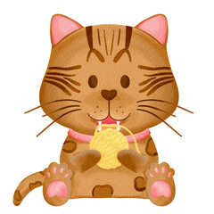 watercolor cat cartoon element character baby kitty cat