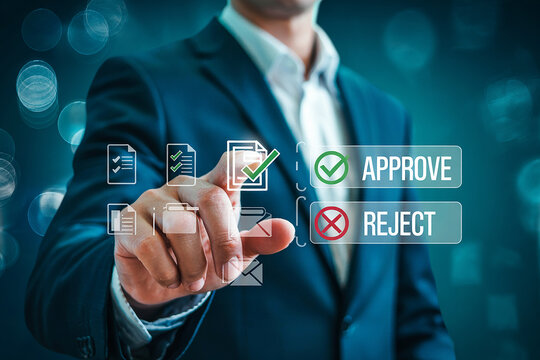 Businessperson Approving or Rejecting Documents on a Digital Interface