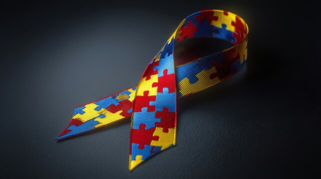 The colorful puzzle ribbon symbolizing autism awareness and support efforts.