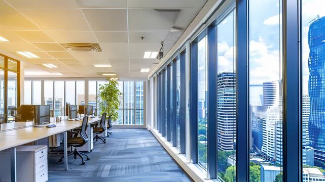 Smart office with IoT technology managing temperature, energy consumption, and digital workspace environment