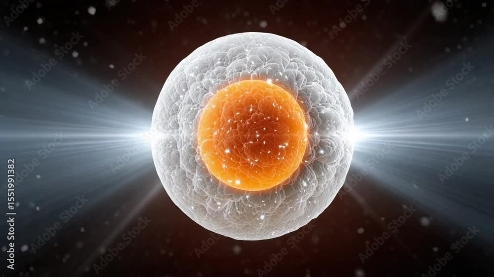 Poster microscopic marvel: a stunning macro shot reveals the intricate beauty of a single cell, its nucleus