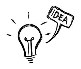 Idea Lightbulb Ink Brush Stroke Style Drawing Vector