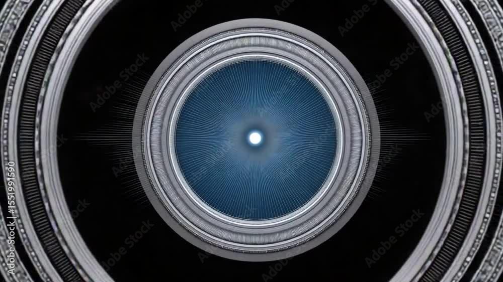 Poster Architectural Portal: A symmetrical, futuristic interior design centered on a circular portal, creating an intriguing visual experience with a sense of infinity.