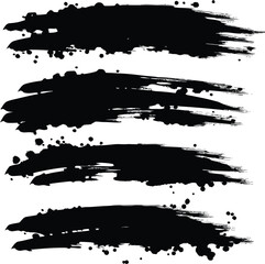 Abstract Black Brushstrokes with Splatters Artistic Graphic Design Elements to Add Visual Interest and Texture to Digital and Print Projects