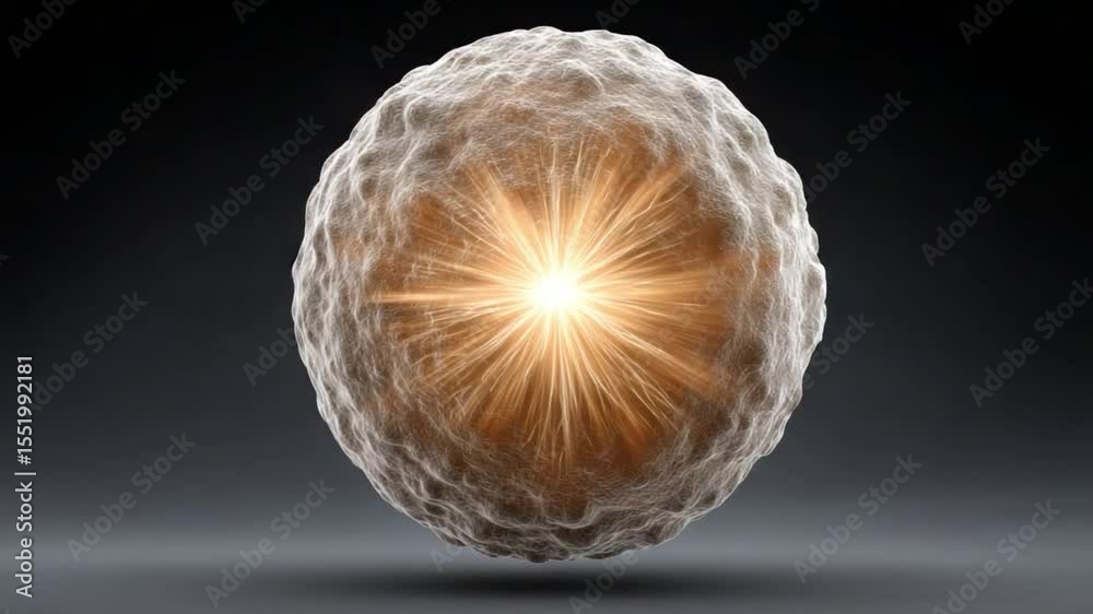 Poster cellular brilliance: an up-close look at a glowing cellular form, radiating light and intricate deta