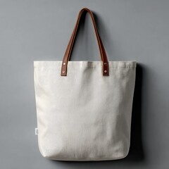 White Tote Bag Mockup on Grey Background