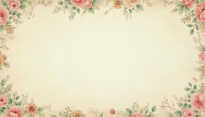 Faded Floral Vintage Wallpaper with Distressed Texture