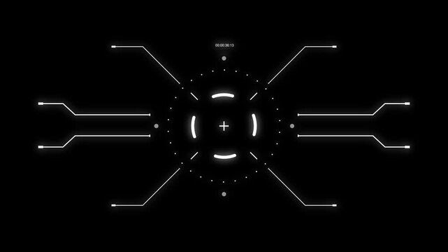 HUD target animation reveal.Animated HUD Target element composed of rectangles and crosses.