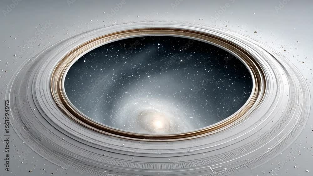 Poster celestial enigma: an eye-level shot captures the breathtaking detail of a celestial body and its rin