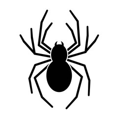 A minimalist black and white spider graphic with simplistic vector design style
