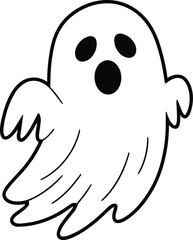 Surprised Halloween Ghost Line Art – Simple Spooky Vector Illustration