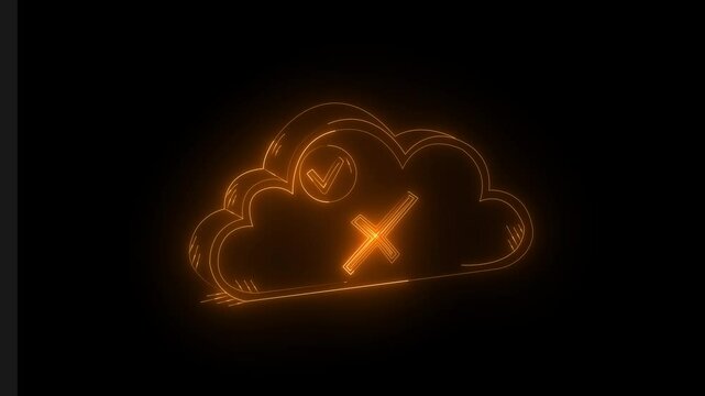 Cloud Error Icon with Orange Neon Glow | Futuristic Warning Animation in 4K