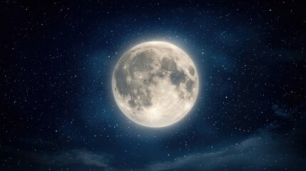 Naklejka premium Majestic Full Moon Night Sky: A Celestial Wonder