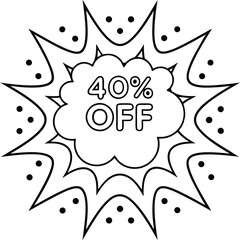 Fototapeta premium A Bold Forty Percent Off Sale Flash Sign in Black and White