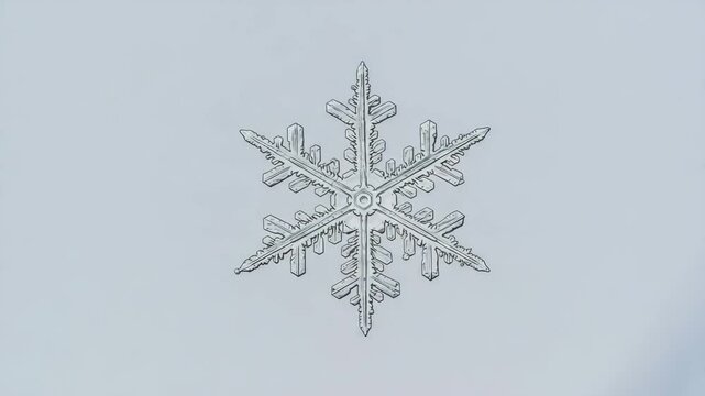 Single snowflake macro on light blue background