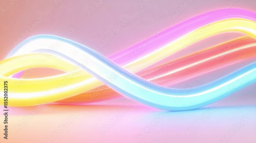 Aufkleber Light Wave: Dynamic neon tubes gracefully intertwine, creating a mesmerizing display of flowing energy and vibrant colors, symbolizing innovation and technological advancement.