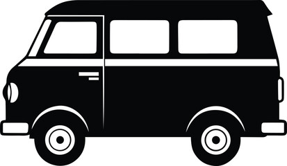 Black Van Silhouette Vector Icon for Transportation and Delivery Design.