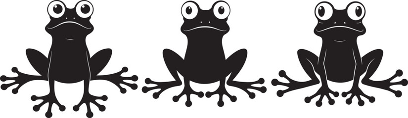 Wide-eyed frog in cartoon pose vector illustration