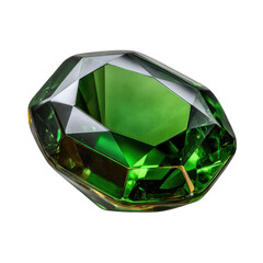 Green gemstone jewel isolated on transparent background