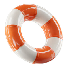 Orange and white life preserver isolated on transparent background