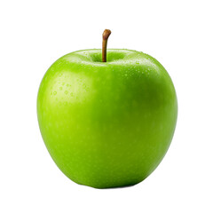 Fresh green apple with droplets on white background, isolated, transparent background, no background  