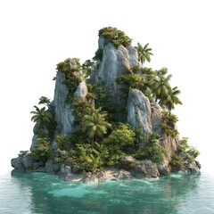 Tropical island cliff isolated on transparent background