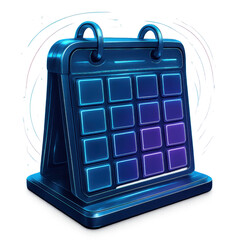 Digital Calendar Icon: A sleek, modern digital calendar icon with a futuristic design, perfect for depicting schedules, appointments, and time management in a technological context.