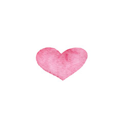 Fototapeta premium Simple pink heart textured elongated isolated watercolor delicately hand painted wet effect