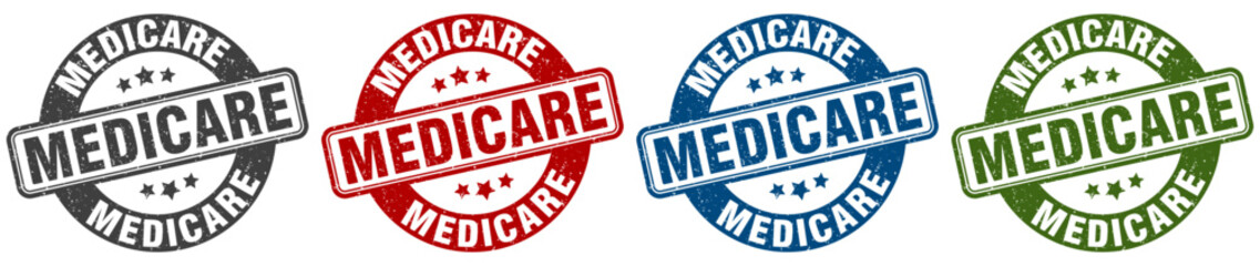 medicare stamp. medicare round stamp set isolated on white background