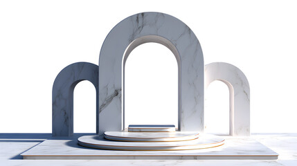 Modern White Marble Arch Podium for Product Display