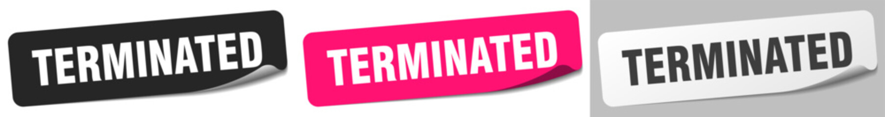 terminated sticker. terminated sticker set on white background