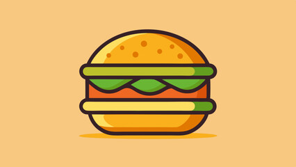 Delicious Burger Illustration  A Vibrant Vector Graphic of a Juicy Hamburger