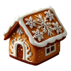 Gingerbread house cookie isolated on transparent background